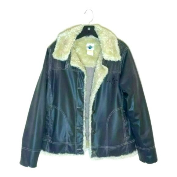 Universal Studio Jackets & Blazers - Universal Studios Retro Brown Pinstriped Faux Fur Lined Bomber Jacket Size M